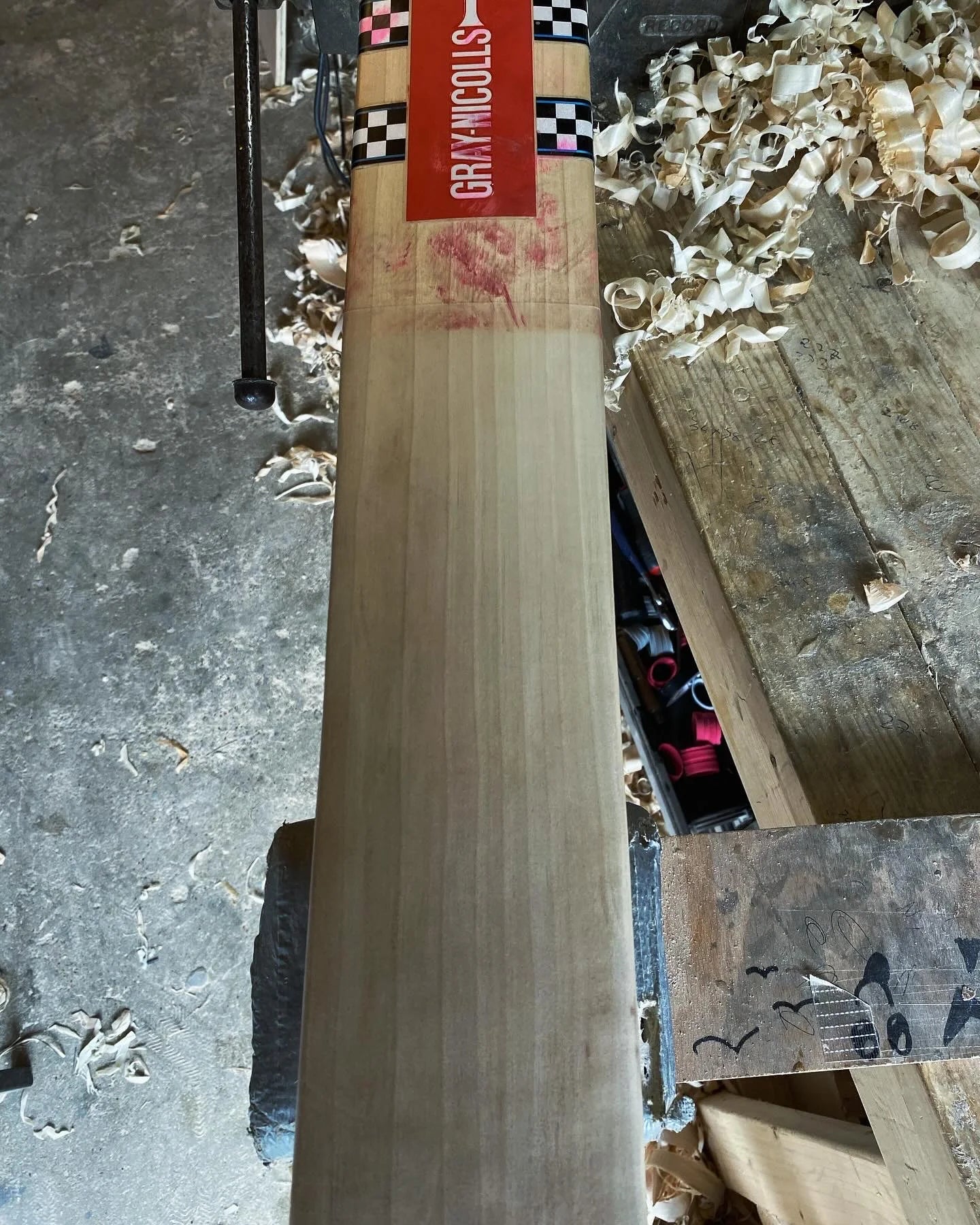 Grey Nicholls cricket bat that came through our workshop for a refurb and new anti-scuff to be added