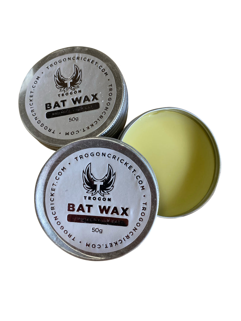Trogon cricket bat wax.  Image shows the tub, and an open tub showing the cricket bat wax inside