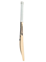 Side view of Trogon cricket bat with white grip and black stickers.