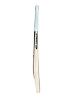 Side view of a Trogon Cricket bat finished with white grip and black sticker set