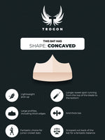 An infographic of a concaved cricket bat